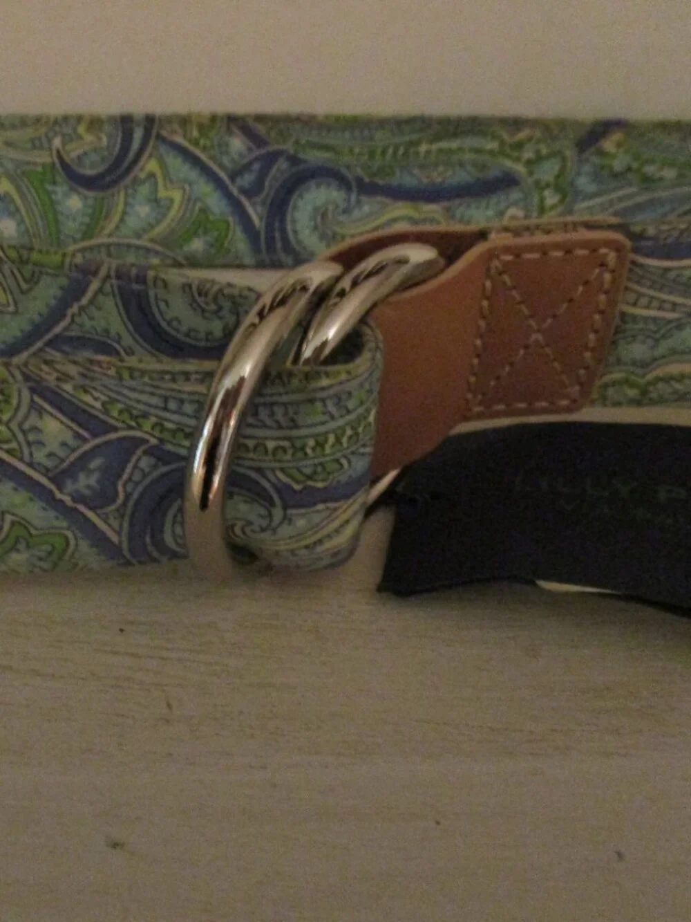 NWT Lilly Pulitzer ~ Paisley Print D-Ring Belt ~ Leather Detail ~ L ~ $65